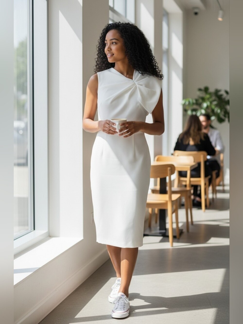 Alice + Olivia Kiro White Ruffle Gathered One Shoulder Sheath Dress Retail $440